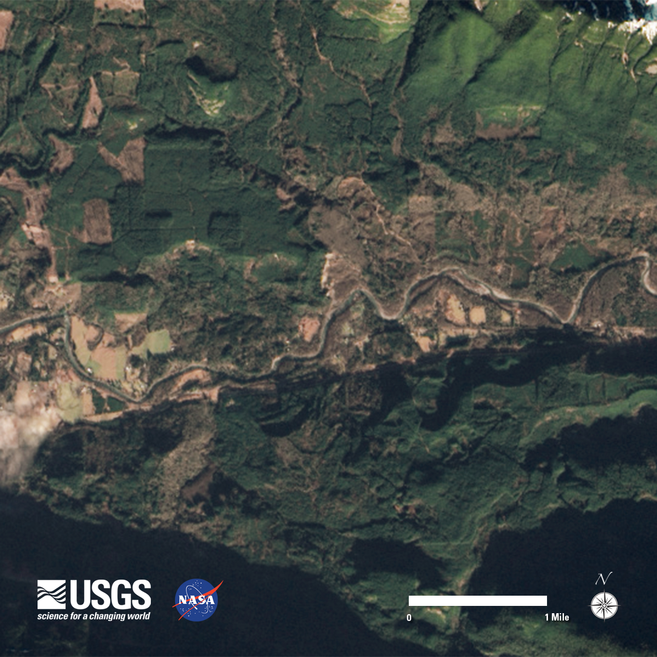 Oso, Washington area Landsat 8 image acquired  January 18, 2014. 