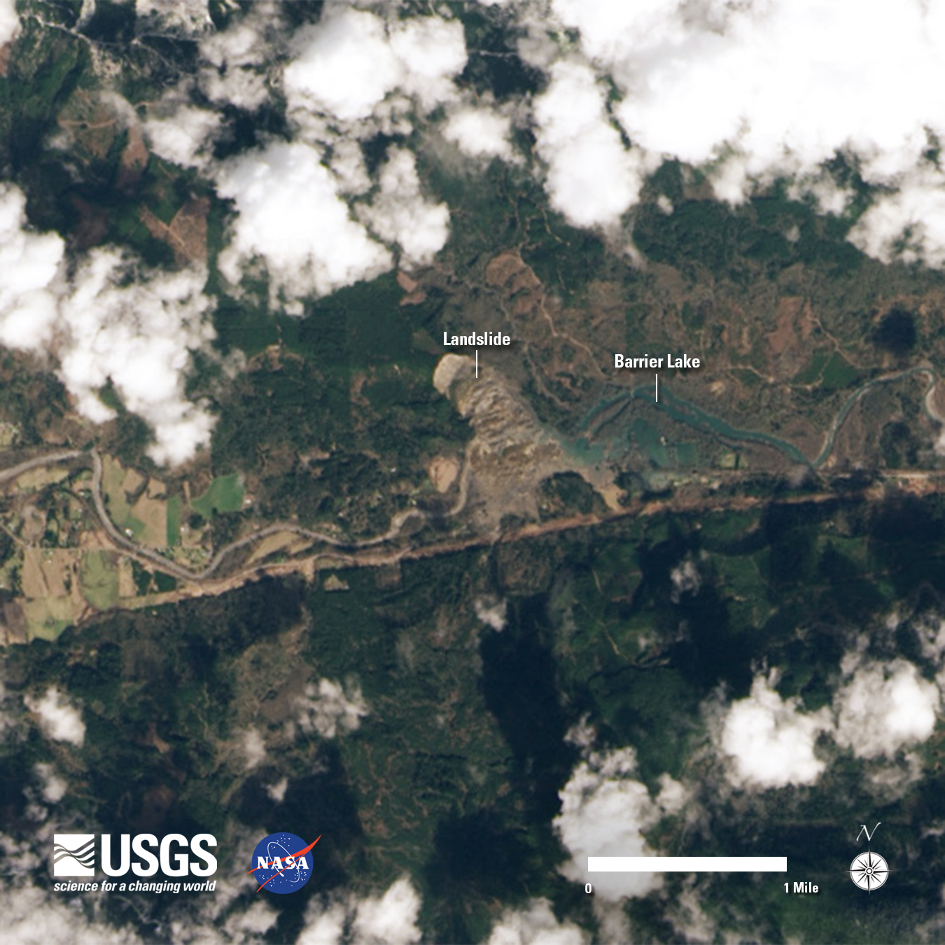 The Oso, Washington slide area Landsat 8 image acquired on March 23, 2014.