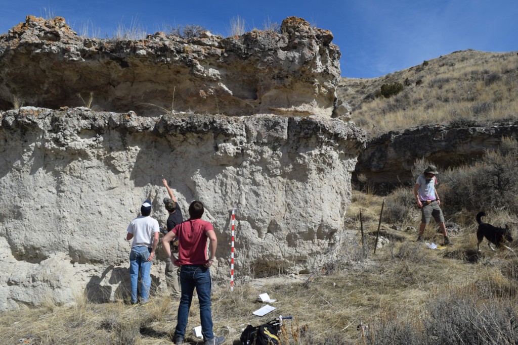 Calcic paleosol stacks in the central part of the Madison Bluffs, southwest Montana.