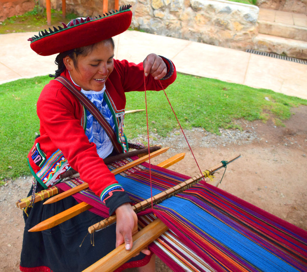 The preservation of traditional weaving using alpaca and sheep wool is the focus of the Chinchero weaving co-op.