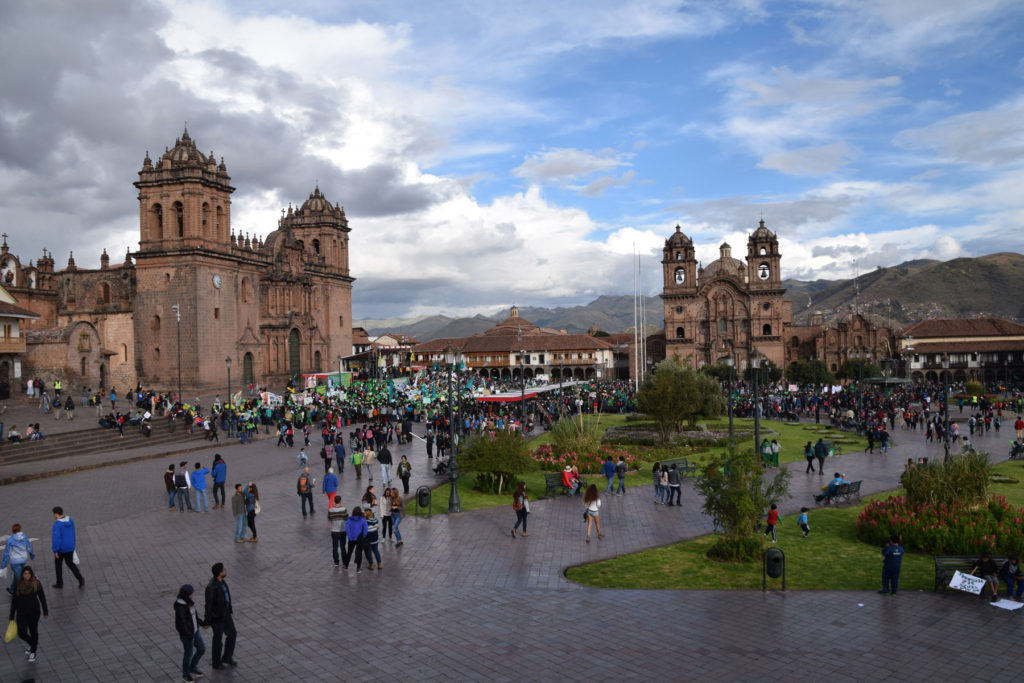 The Plaza de Armas in the UNESCO World Heritage site of Cusco. Our guide told me that there is a celebration in the square 360 days of each year!