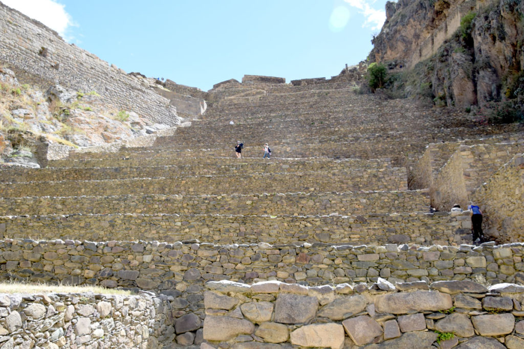 Terraces and stairways that climb the ruins of Ollantaytambo.