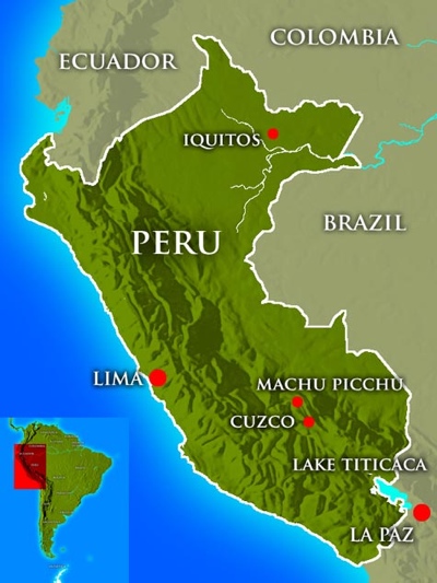 Map location of Machu Picchu (from Machu Picchu - the lost city).